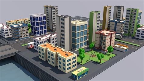 3D model Low Poly City 3D model VR / AR / low-poly | CGTrader