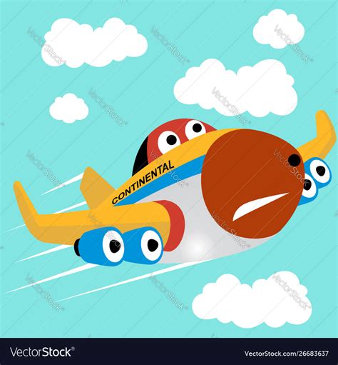 Funny plane take off cartoon Royalty Free Vector Image