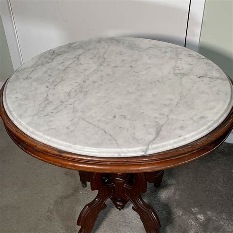 OVAL MARBLE SIDE TABLE