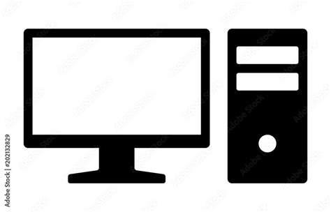 Home desktop computer personal PC flat vector icon for apps and ...