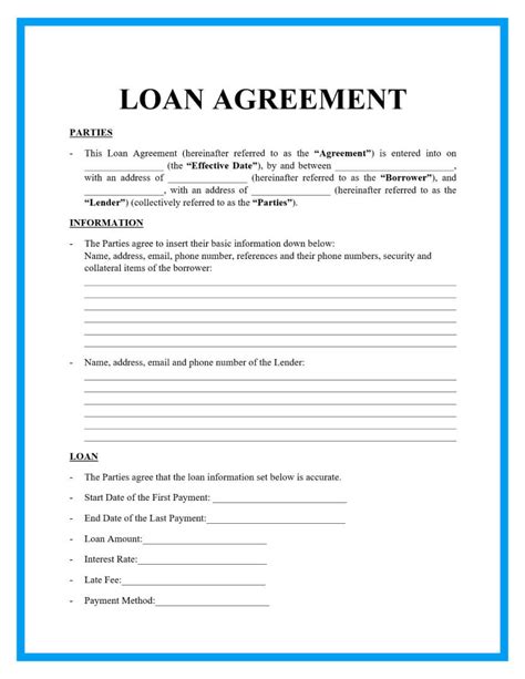 Free Loan Agreement Templates and Sample | Contract template, The ...