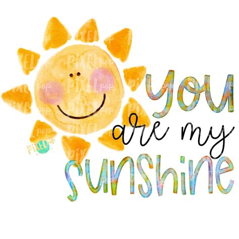 You Are My Sunshine Watercolor Sun Sublimation Design PNG | Hand Drawn ...