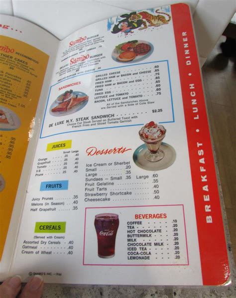 Vintage SAMBO’s RESTAURANT Menu | #1917591110