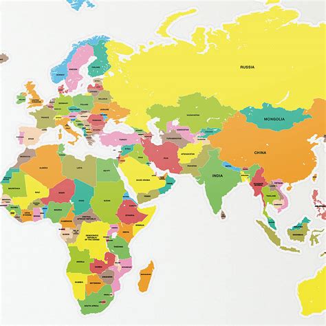 Large Countries Of The World Map Wall Sticker By The Binary Box