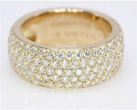 Cartier Classic Five-Row Diamond Pave Wedding Band Ring 18 Karat Gold 1 ...