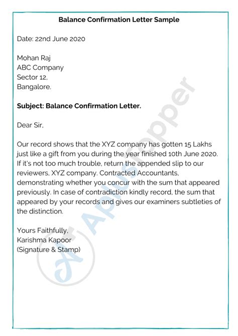 Balance Confirmation Letter | Format, Sample, How To Write Balance ...