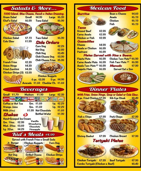 Bob's Burgers menu in La Puente, California, USA