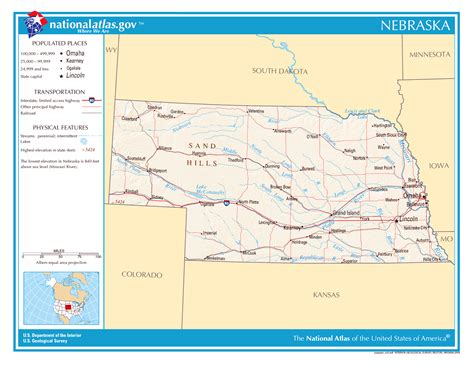 Large detailed map of Nebraska state. Nebraska state large detailed map ...