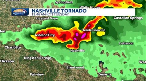 Nashville tornado on radar: 100-mile path