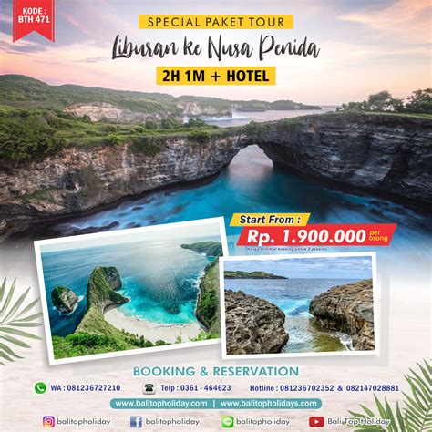 Paket Tour Nusa Penida 1 & 2 Hari - Wisata di Nusa Penida