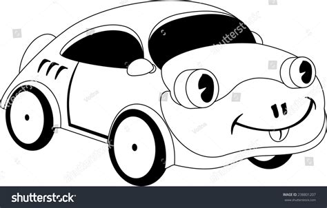 Black White Illustration Cartoon Car Stock Vector (Royalty Free ...