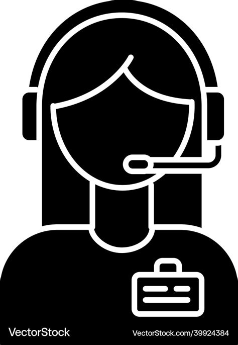 Admin support black glyph icon virtual assistant Vector Image