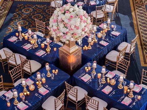 Amazing Navy Blue And Rose Gold Wedding Reception | Wedding Ideas