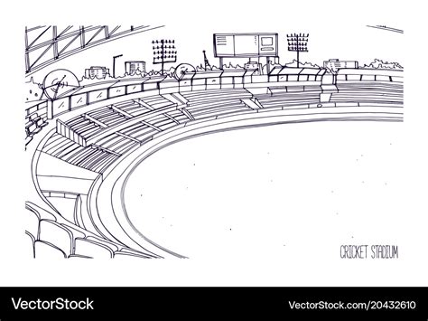 Freehand sketch of cricket stadium with rows Vector Image