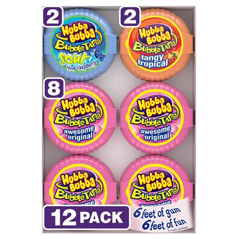 Hubba Bubba Bubble Tape Bubble Gum Assortment - 12 Ct Bulk Box ...