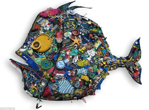 Colorful Fish Art Made from Recycled Materials