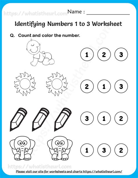 Identifying Numbers 1 to 3 Worksheets For Pre-K - Your Home Teacher ...