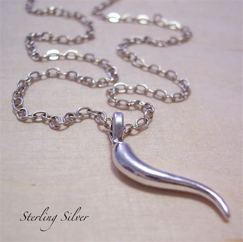 Italian Horn Charm Necklace Sterling Silver by MadisonCraftStudio