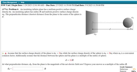 Solved (17\%) Problem 6: An insulating infinite plane has a | Chegg.com