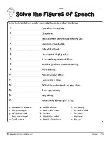 Figures of speech worksheet worksheets – Artofit