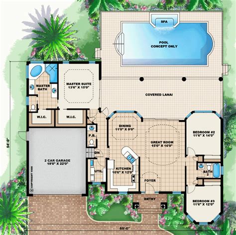 Mediterranean House Plan chp-46835 at COOLhouseplans.com | Florida ...