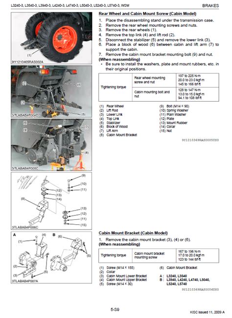 Kubota L3240-3, L3540-3, L3940-3, L4240-3 Tractor Workshop Manual