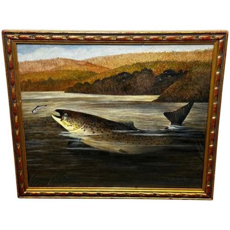 Rainbow Trout Fish Surfacing Oil Painting