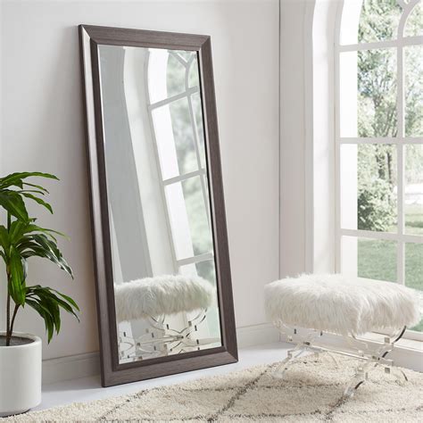 Framed Bevel Floor Mirror Espresso 66" x 32" by Naomi Home - Walmart.com