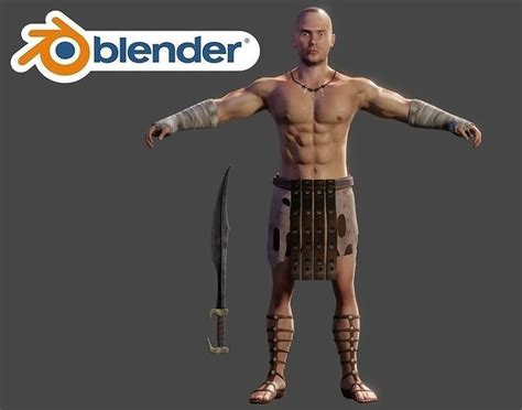 3D model Human Male Warrior Swordsman Blender VR / AR / low-poly | CGTrader