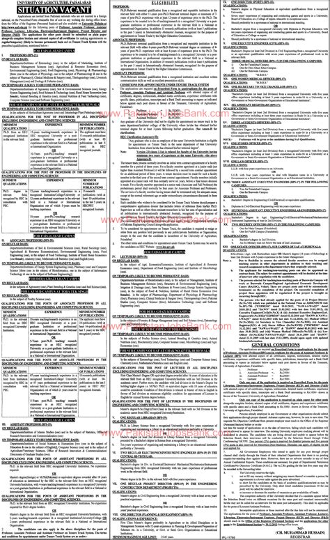 UAF Jobs 2013 December University of Agriculture Faisalabad Faculty ...