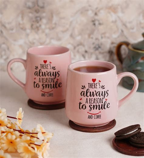 Buy Pink Quotes Printed 300 ml Ceramic (Set of 2) Coffee Mug at 66% OFF ...