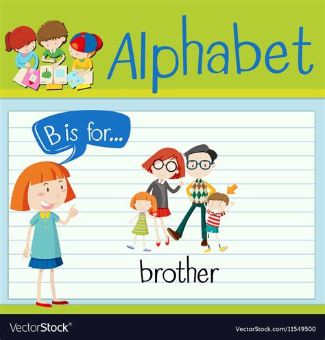 Flashcard alphabet b is for brother Royalty Free Vector