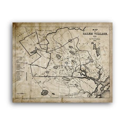 Printable Salem Village 1692 map - witch trials, medieval inquisition