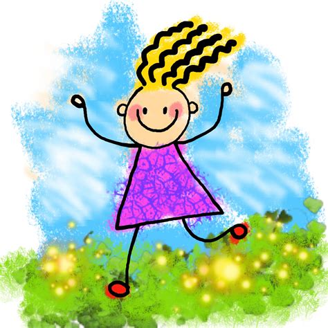 Happy Stick Girl Clip Art Free Stock Photo - Public Domain Pictures