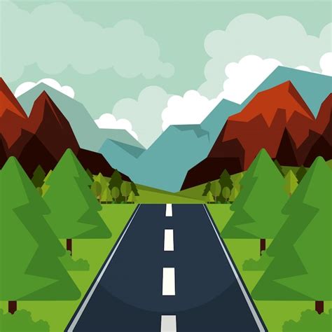 Premium Vector | Colorful background of natural landscape with highway