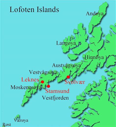 Lofoten Norway map - Lofoten islands Norway map (Northern Europe - Europe)