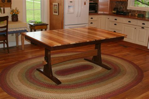 Custom Made Modern Farm Table With Trestle Base, Expanding, Solid Wood ...