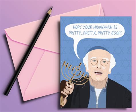 Larry David Funny Hanukkah Card Jewish Curb Your | Etsy