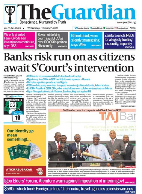 The Guardian Nigeria on Twitter: "These are the headlines in today’s ...