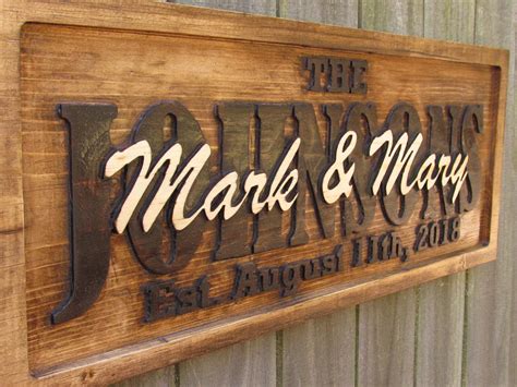 3- D Personalized Carved Wood Sign for Couples - Custom Signs