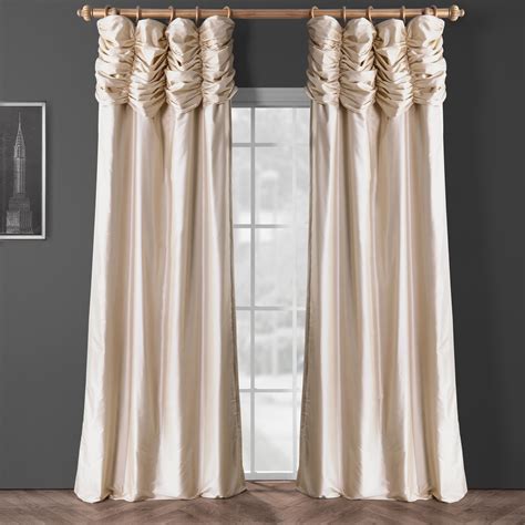 Buy Ruched Pearl White Thai Silk Curtains and Drapes