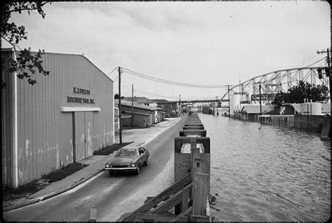 Morgan City, Louisiana - Floodwall modified with mud boxes for 1973 ...