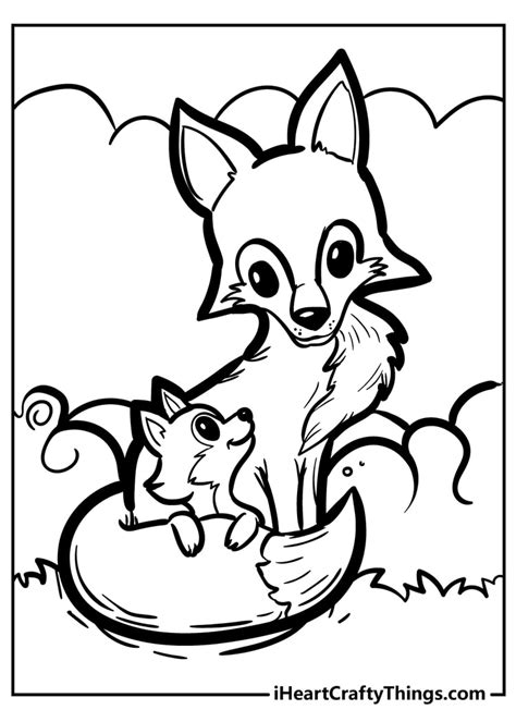 Baby Realistic Fox Coloring Pages