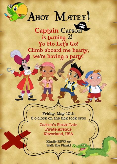 FREE Printable Jake and the Neverland Pirates Invitations Templates ...