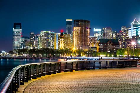 Jersey City Skyline by Night Stock Photo - Image of cityscape ...