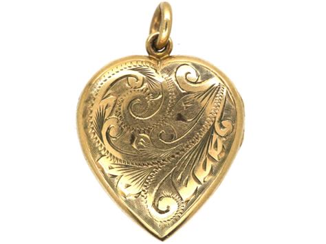 9ct Gold Heart Shaped Locket with Scroll Engraved Detail (366N) | The ...