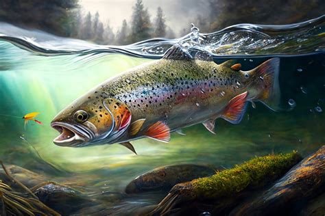 Rainbow Trout Fish Watercolor Painting Digital Print, Nature Art ...