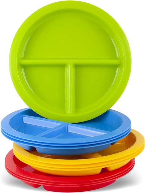 Amazon.com: Plaskidy 3 - Compartment Divided Plates for Kids - Set of ...