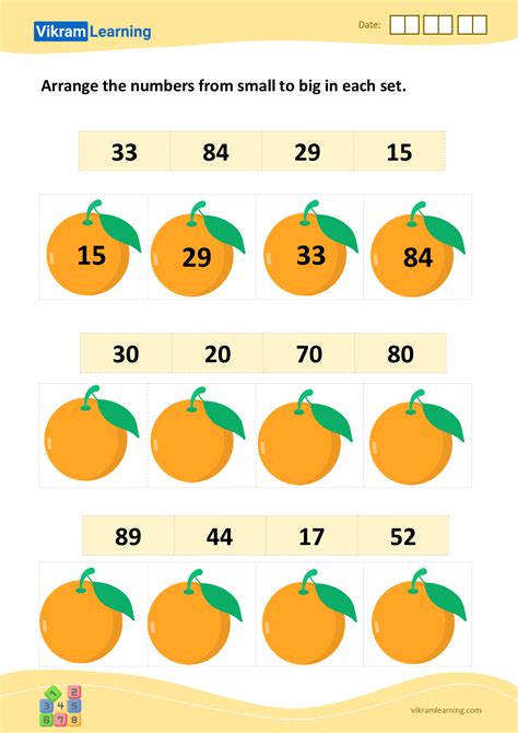 Download arrange the numbers from small to big in each set worksheets ...