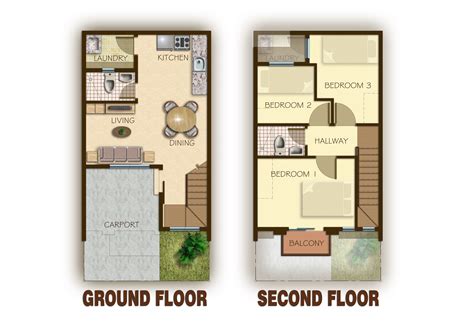 3 Bedroom Townhouse Plans 2 Storey - Home Design Ideas